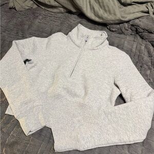Aritzia Light Gray Sweatfleece Pullover half zip